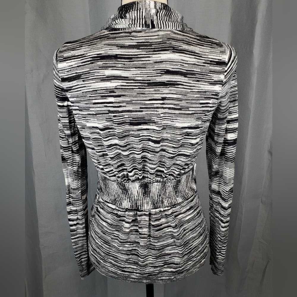 Belldini black and white open front cardigan, size L - Picture 3 of 5